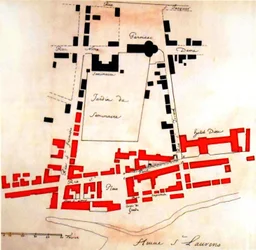 In Red, the Sector of Montreal Destroyed During the Fire